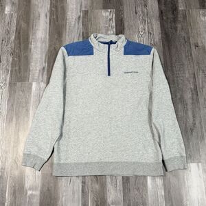 Size M - Vineyard Vines Mens Shep Shirt 1/4 Zip Pullover w/ Blue Shoulder Accent